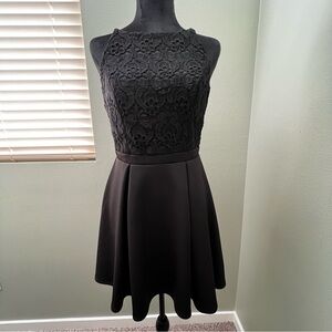 Alya Black Floral Lace Mini Dress